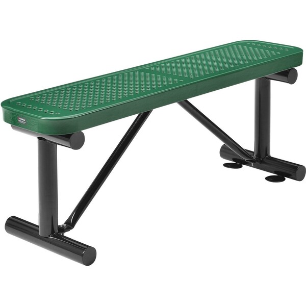 Global Industrial 48L Outdoor Steel Flat Bench, Perforated Metal, Green 695742GN - main